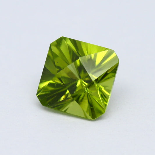 Natural Peridot 1.82 Carat 6.9x6.9 MM Concave Cut Faceted Gemstone