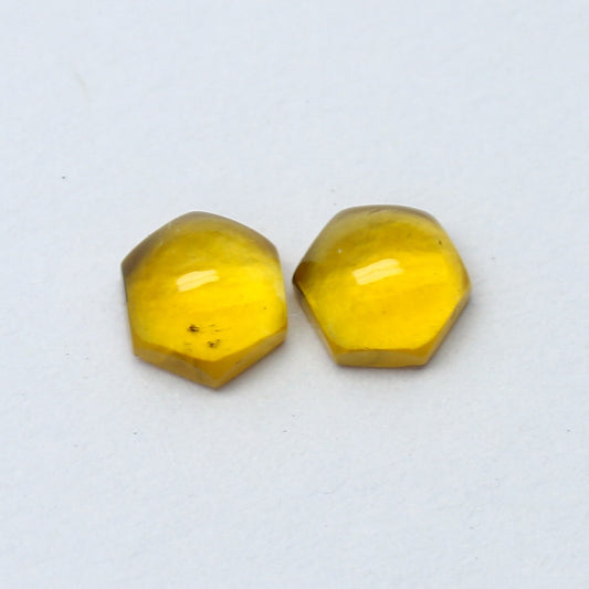 Natural Citrine Pair 1.32 Carat 5x5 MM Hexagon Shape Cabochon Gemstone Pair