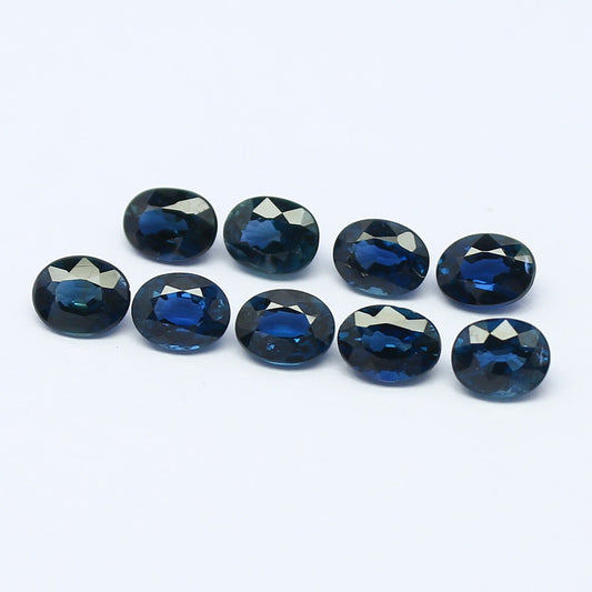 Natural Sapphire Lot 4.02 Carat 5x4 MM Oval Shape Faceted Gemstone 9 Piece Lot