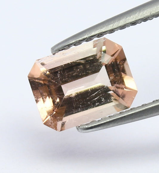 Natural Bi-Color Tourmaline 1.02 Carat 7.2x5.4 MM Octagon Shape Faceted Gemstone