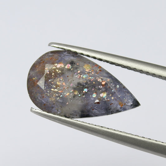 Natural Rare BloodShot Iolite Sunstone 3.10 Carat 15.3x8.8 MM Pear Shape Faceted Gemstone
