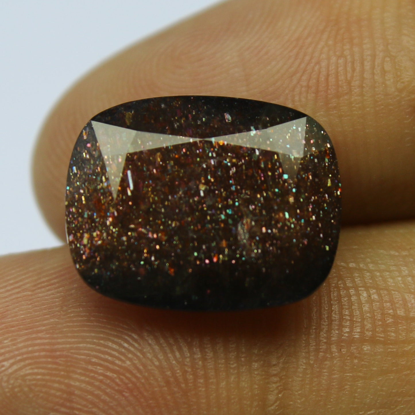 Natural Rare BloodShot Iolite Sunstone 7.08 Carat 15x12 MM Cushion Shape Faceted Gemstone