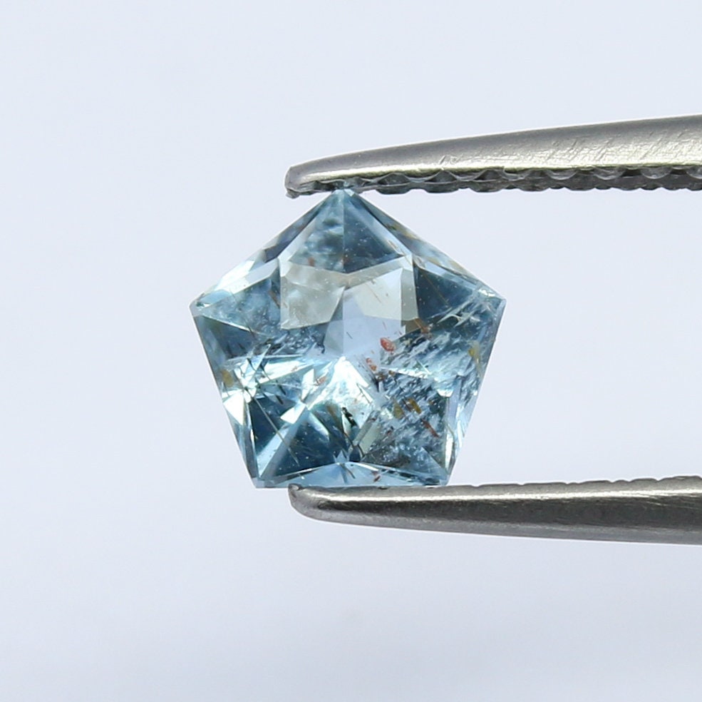 Natural Aquamarine 0.55 Carat 5.5x5.5 MM Pentagon Shape Faceted Gemstone