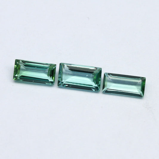 Natural Indicolite Tourmaline Lot 1.94 Carat 7x4 mm Baguette Shape Faceted Gemstone 3 Piece Lot