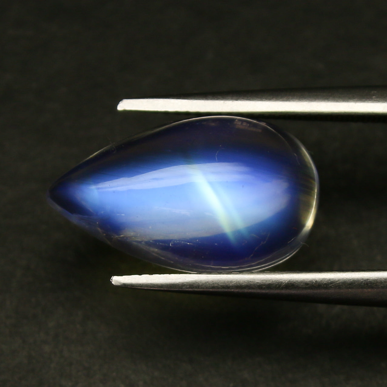 Natural Blue-Fire Rainbow Moonstone 4.26 Carat 14.5x8.5 MM Pear Shape Cabochon Gemstone