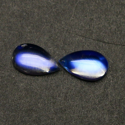 Natural Multi-Fire Rainbow Moonstone Lot (Andesine Labradorite) 3.29 Carat 9.5x6 MM Pear Shape Cabochon Gemstone 2 Piece Lot