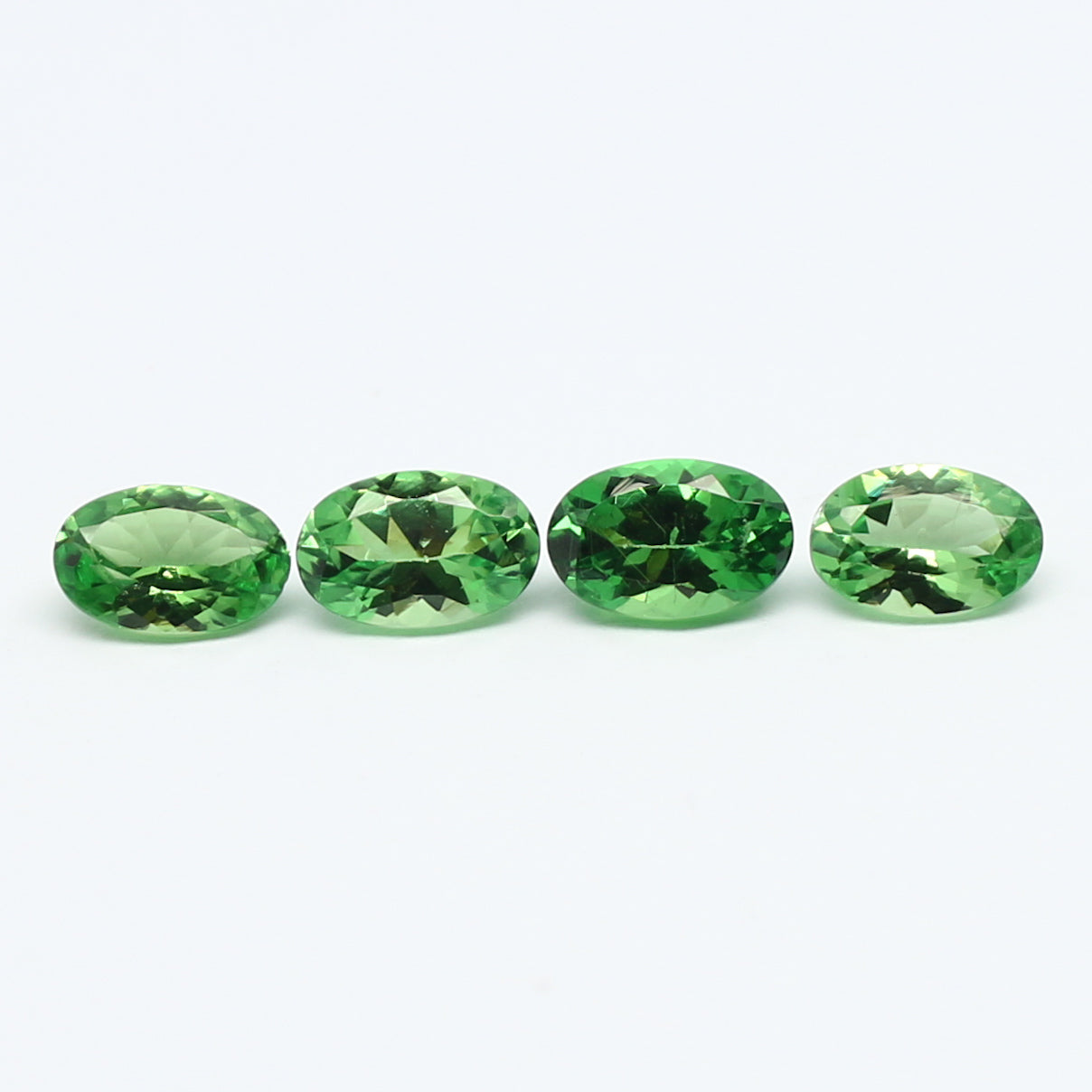 Natural Tsavorite Garnet Lot 2.15 Carat 6x4 MM Oval Shape Faceted Gemstone 4 Piece Lot