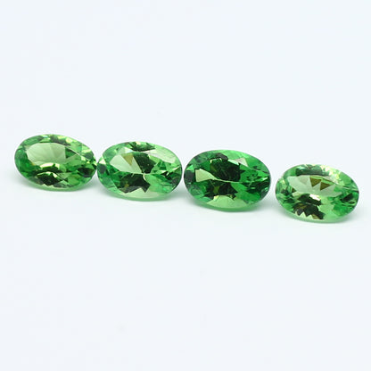 Natural Tsavorite Garnet Lot 2.15 Carat 6x4 MM Oval Shape Faceted Gemstone 4 Piece Lot