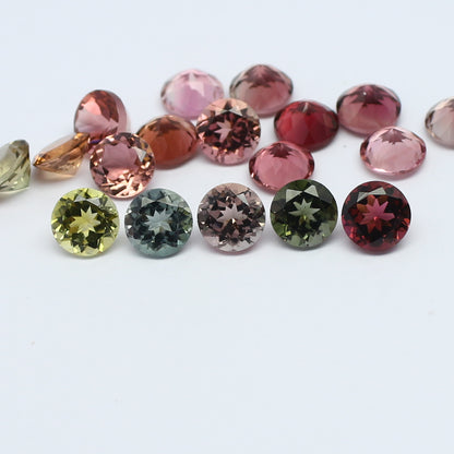 Natural Multi-Color Tourmaline Lot 10.37 Carat 5x5 MM Round Shape Faceted Gemstone 20 Piece Lot