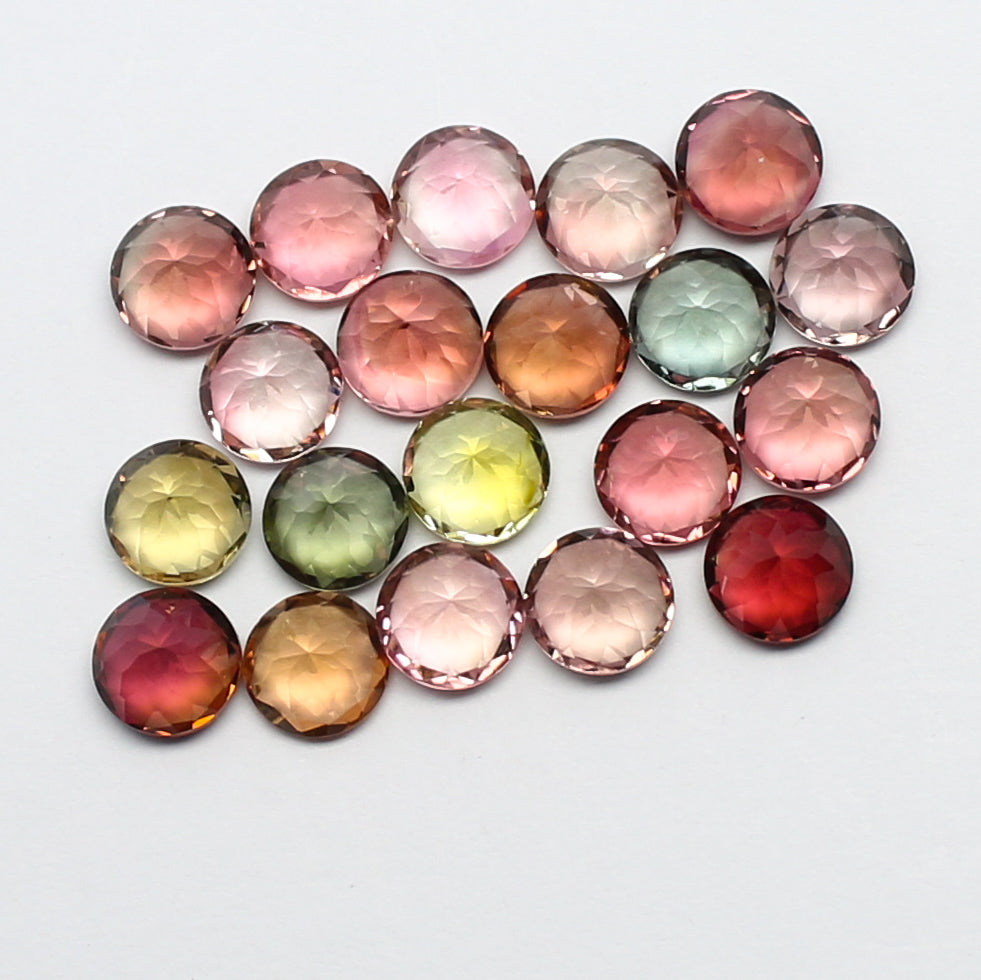 Natural Multi-Color Tourmaline Lot 10.37 Carat 5x5 MM Round Shape Faceted Gemstone 20 Piece Lot