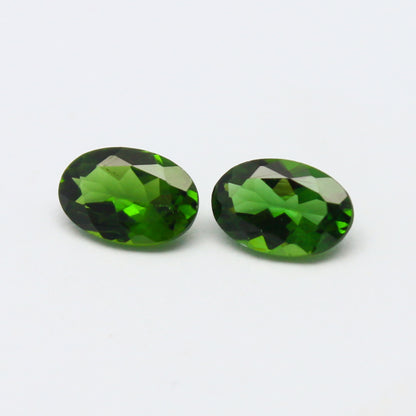 Natural Chrome Tourmaline Pair 0.73 Carat 6x4 MM Oval Faceted Gemstone Pair