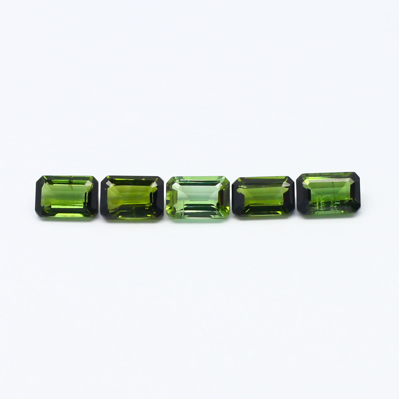 Natural Green Tourmaline Lot 3.00 Carat 6x4 MM Baguette Shape Faceted Gemstone 5 Piece Lot