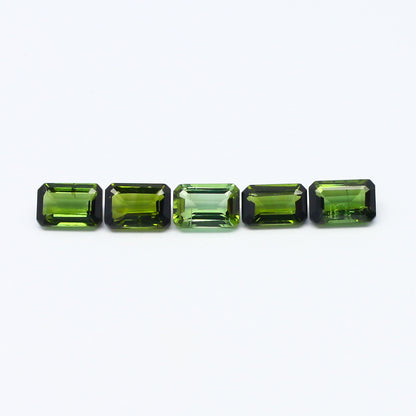 Natural Green Tourmaline Lot 3.00 Carat 6x4 MM Baguette Shape Faceted Gemstone 5 Piece Lot