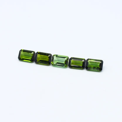 Natural Green Tourmaline Lot 3.00 Carat 6x4 MM Baguette Shape Faceted Gemstone 5 Piece Lot