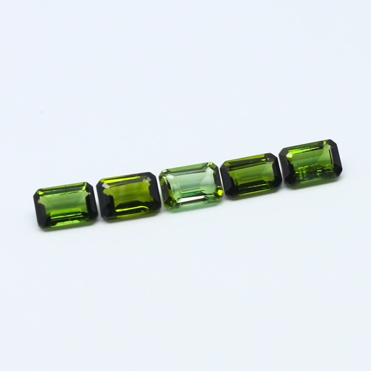 Natural Green Tourmaline Lot 3.00 Carat 6x4 MM Baguette Shape Faceted Gemstone 5 Piece Lot