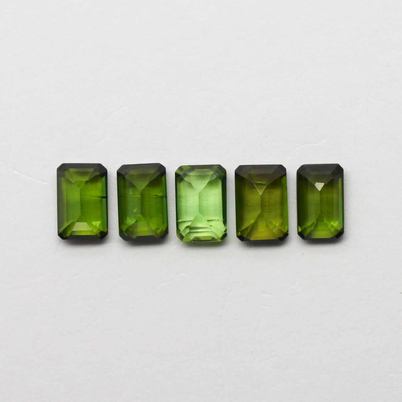 Natural Green Tourmaline Lot 3.00 Carat 6x4 MM Baguette Shape Faceted Gemstone 5 Piece Lot