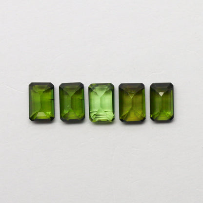 Natural Green Tourmaline Lot 3.00 Carat 6x4 MM Baguette Shape Faceted Gemstone 5 Piece Lot