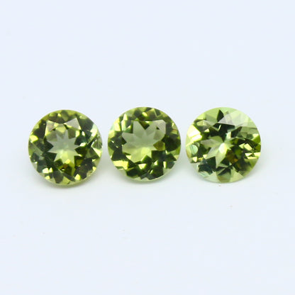 Natural Green Tourmaline Lot 1.34 Carat 5x5 MM Round Shape Faceted Gemstone 3 Piece Lot