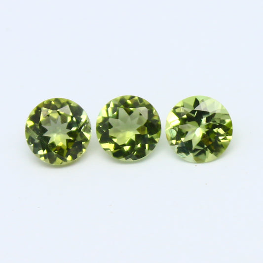 Natural Green Tourmaline Lot 1.34 Carat 5x5 MM Round Shape Faceted Gemstone 3 Piece Lot