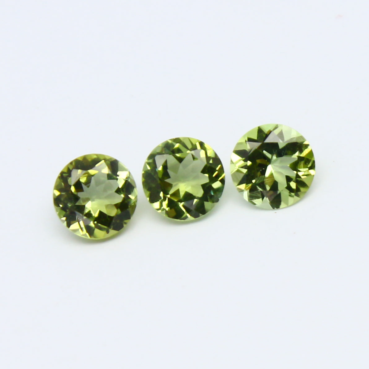 Natural Green Tourmaline Lot 1.34 Carat 5x5 MM Round Shape Faceted Gemstone 3 Piece Lot