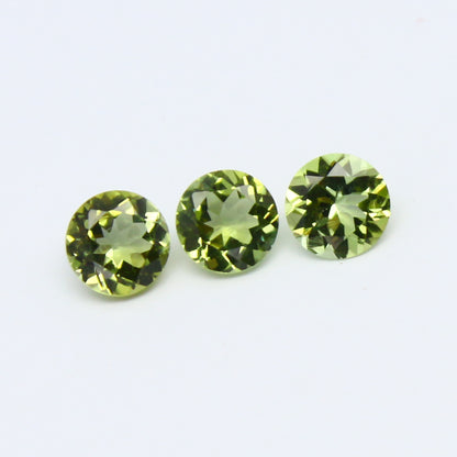 Natural Green Tourmaline Lot 1.34 Carat 5x5 MM Round Shape Faceted Gemstone 3 Piece Lot