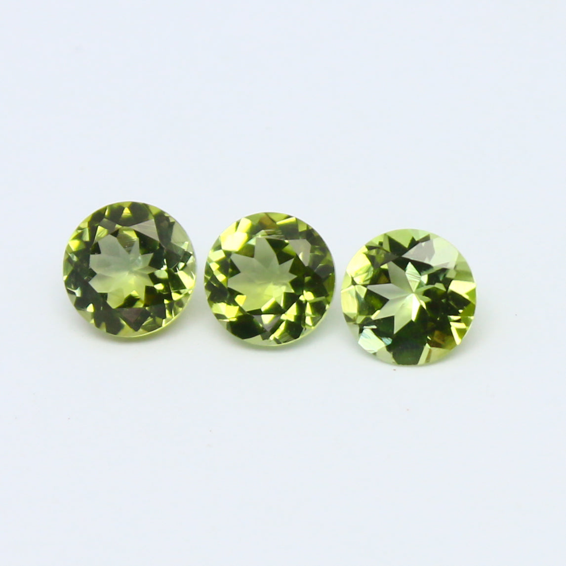 Natural Green Tourmaline Lot 1.34 Carat 5x5 MM Round Shape Faceted Gemstone 3 Piece Lot