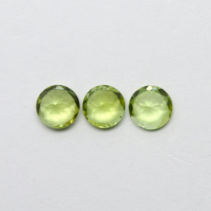 Natural Green Tourmaline Lot 1.34 Carat 5x5 MM Round Shape Faceted Gemstone 3 Piece Lot