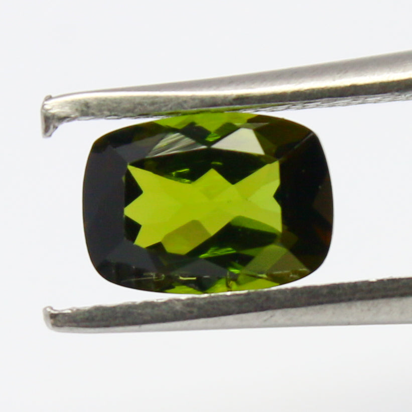 Natural Green Tourmaline 0.98 Carat 7x5 MM Cushion Shape Faceted Gemstone