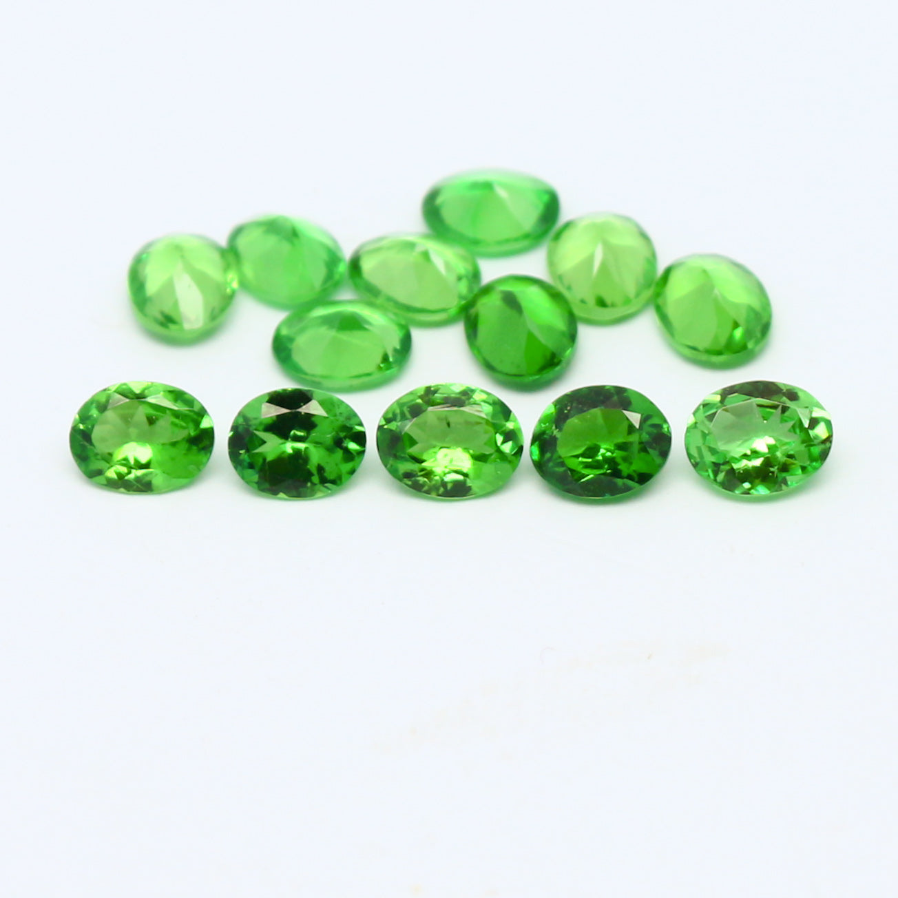 Natural Tsavorite Garnet Lot 4.62 Carat 5x4 MM Oval Shape Faceted Gemstone 13 Piece Lot