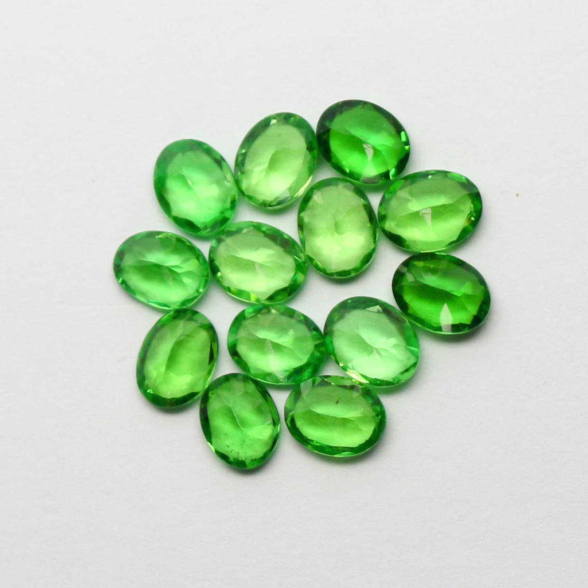 Natural Tsavorite Garnet Lot 4.62 Carat 5x4 MM Oval Shape Faceted Gemstone 13 Piece Lot