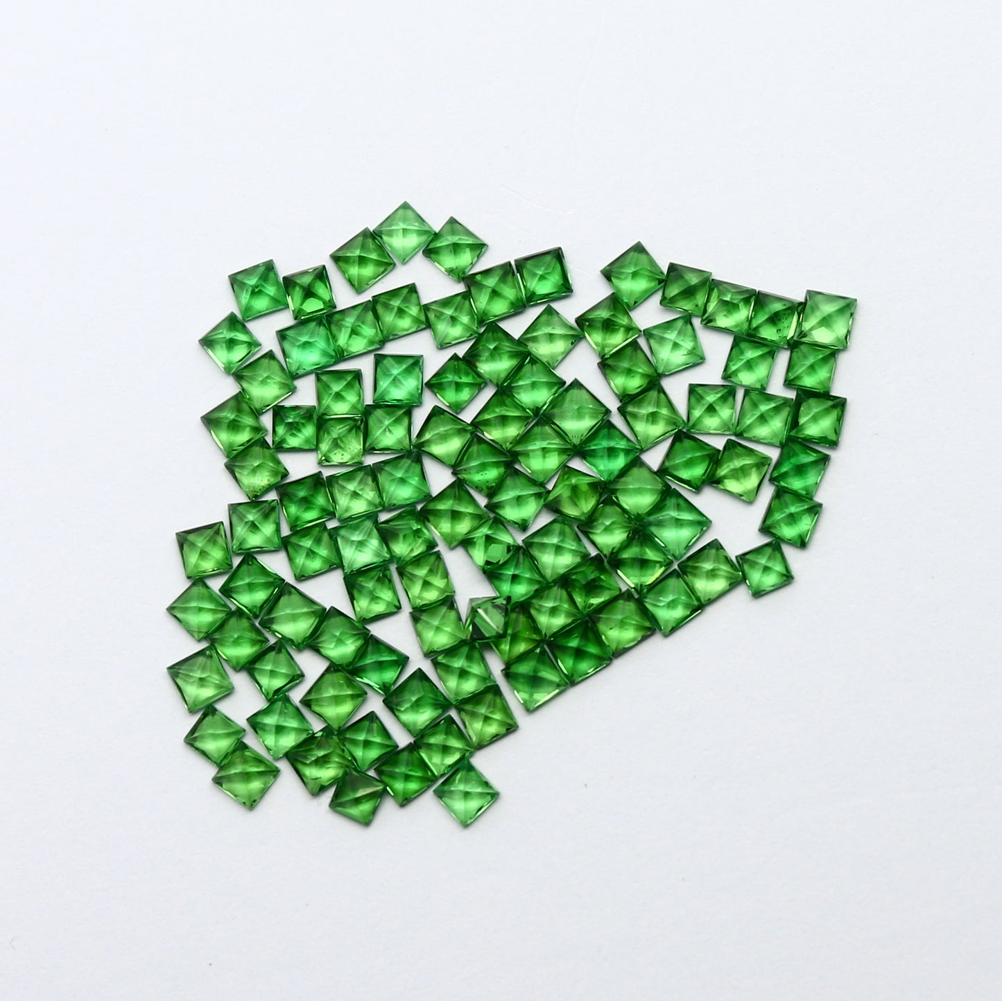 Natural Tsavorite Lot 2x2 /2.25x2.25 MM Square Shape Faceted Gemstone Lot