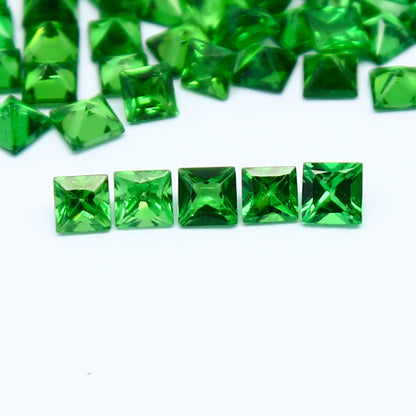 Natural Tsavorite Lot 2x2 /2.25x2.25 MM Square Shape Faceted Gemstone Lot