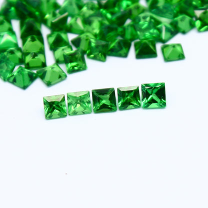 Natural Tsavorite Lot 2x2 /2.25x2.25 MM Square Shape Faceted Gemstone Lot