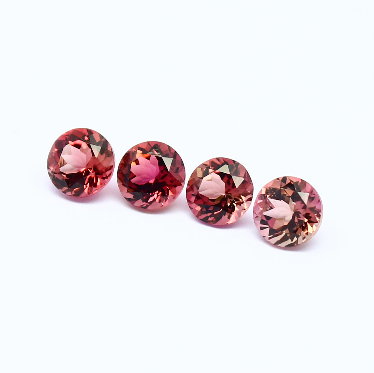 Natural Bi-Color Tourmaline Lot 2.12 Carat 5x5 MM Round Shape Faceted Gemstone 4 Piece Lot