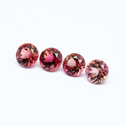 Natural Bi-Color Tourmaline Lot 2.12 Carat 5x5 MM Round Shape Faceted Gemstone 4 Piece Lot