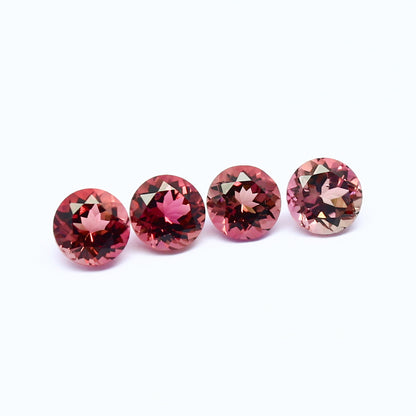 Natural Bi-Color Tourmaline Lot 2.12 Carat 5x5 MM Round Shape Faceted Gemstone 4 Piece Lot