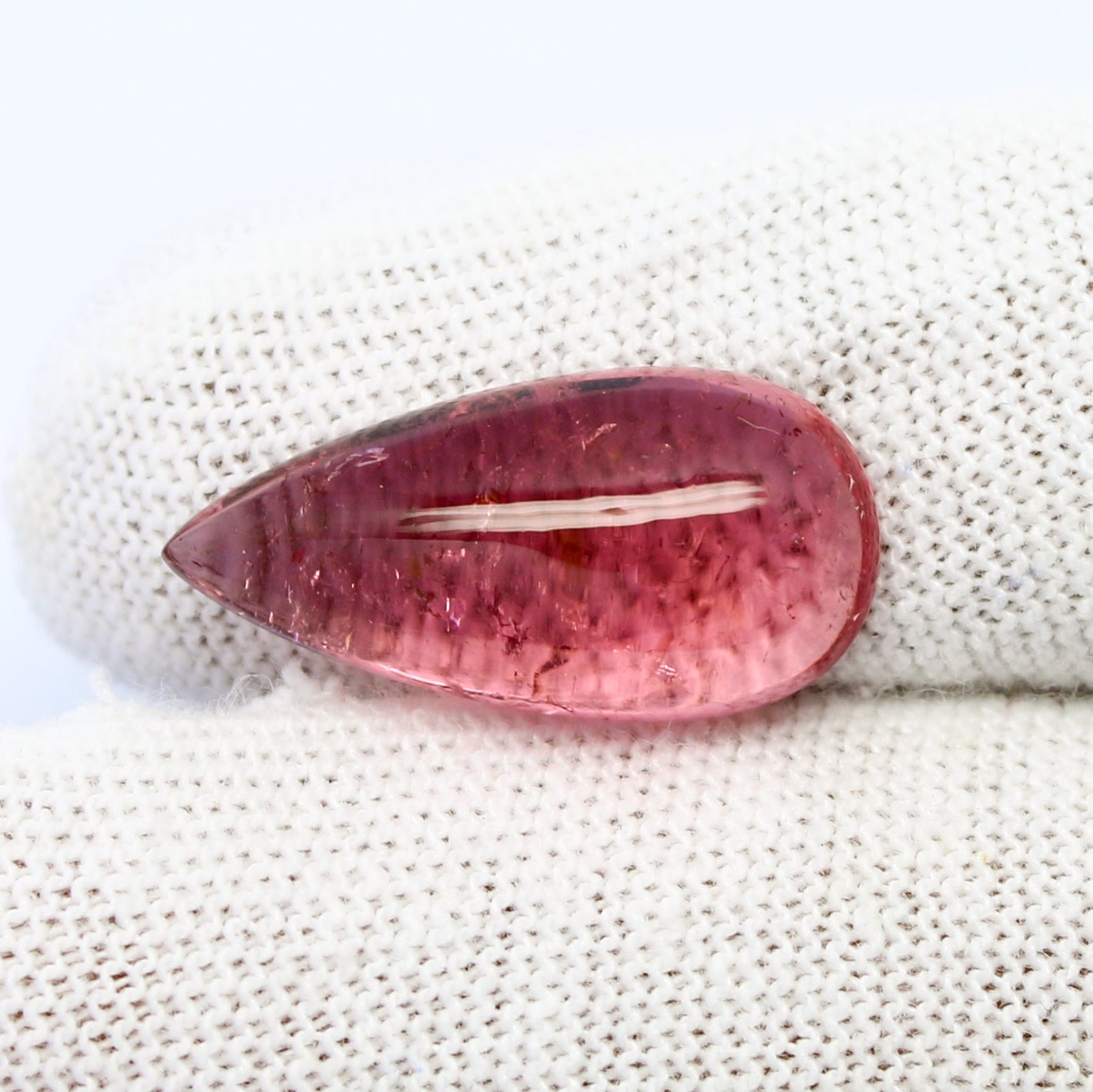 Natural Pink Tourmaline 9.57 Carat 20.7x10.3 MM Pear Shape Cabochon Gemstone