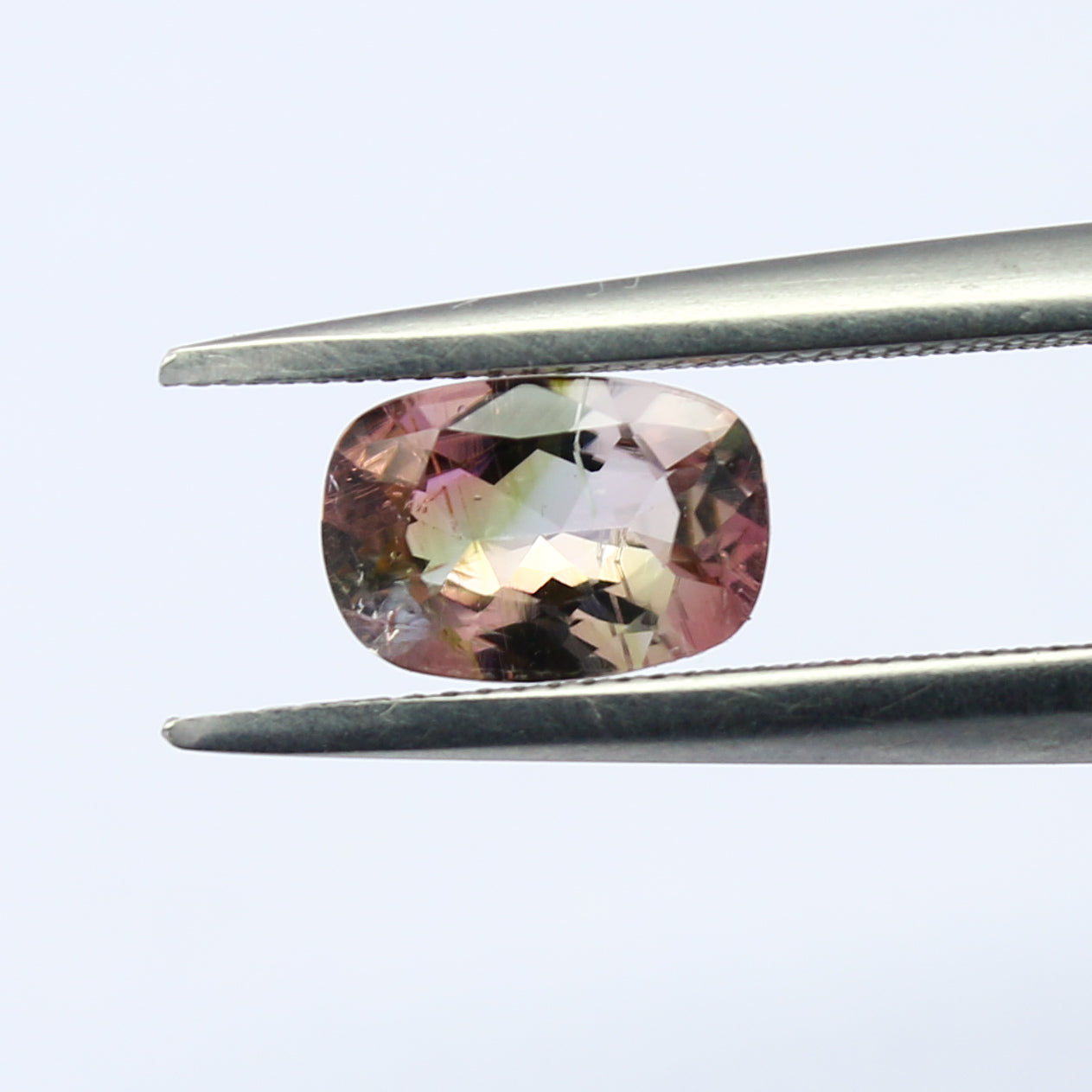 Natural Bi-Color Tourmaline 1.31 Carat 9x6.6 MM Cushion Shape Faceted Gemstone