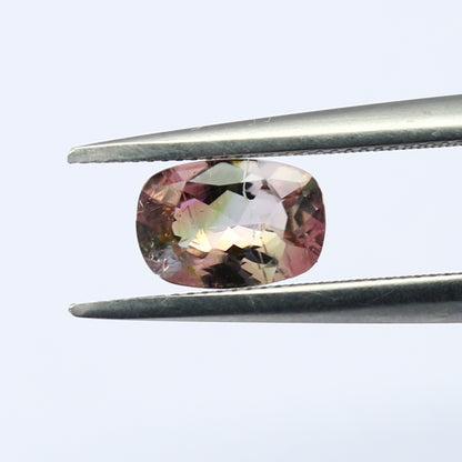 Natural Bi-Color Tourmaline 1.31 Carat 9x6.6 MM Cushion Shape Faceted Gemstone