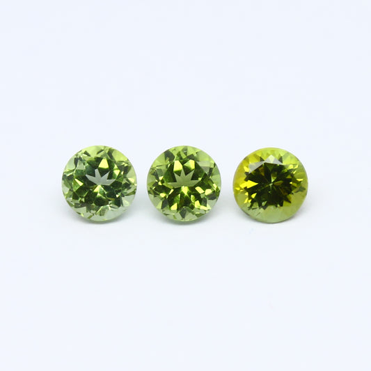 Natural Green Tourmaline Lot 1.73 Carat 5x5 MM Round Shape Faceted Gemstone 3 Piece Lot