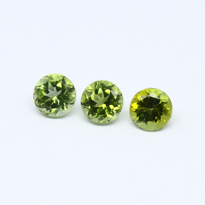 Natural Green Tourmaline Lot 1.73 Carat 5x5 MM Round Shape Faceted Gemstone 3 Piece Lot