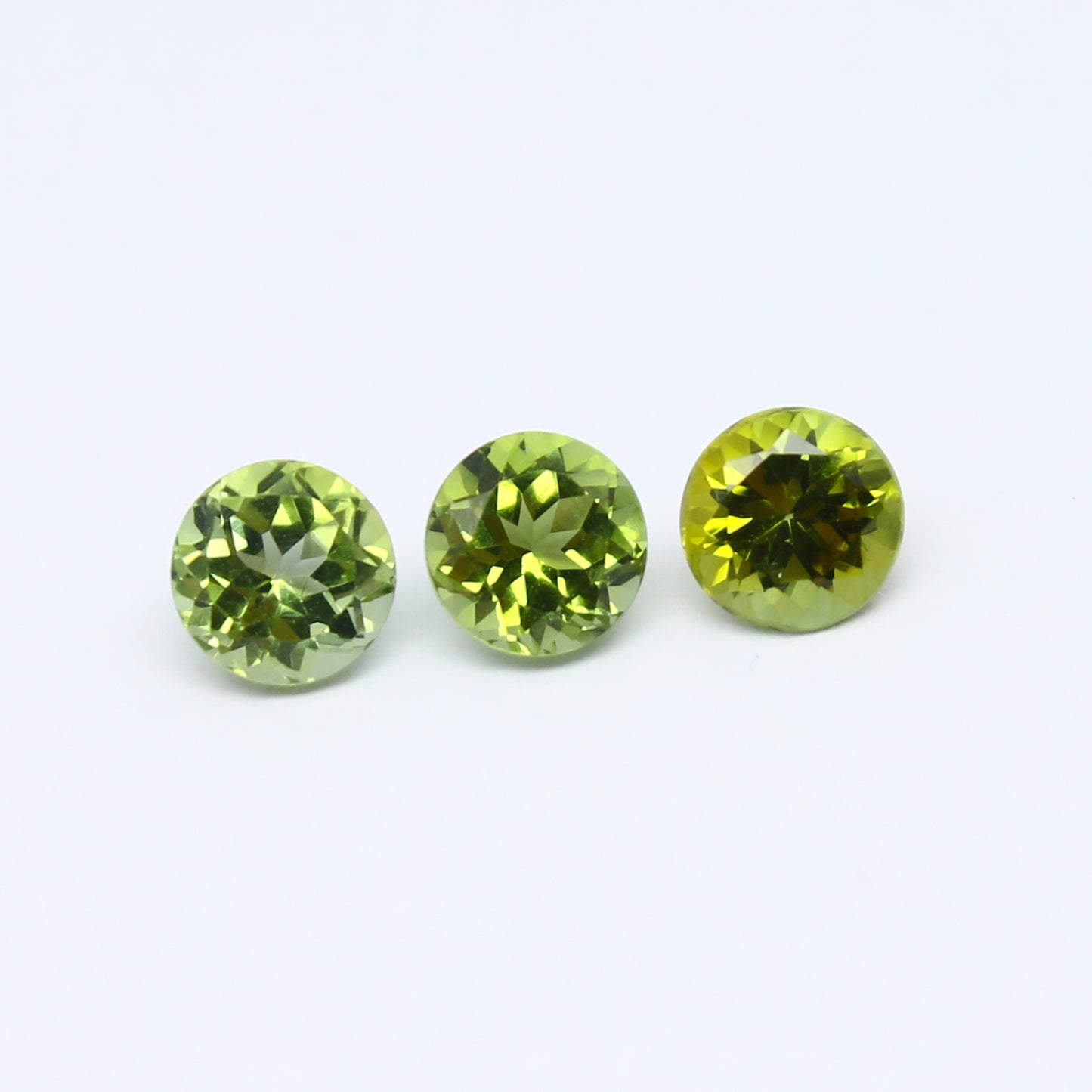 Natural Green Tourmaline Lot 1.73 Carat 5x5 MM Round Shape Faceted Gemstone 3 Piece Lot