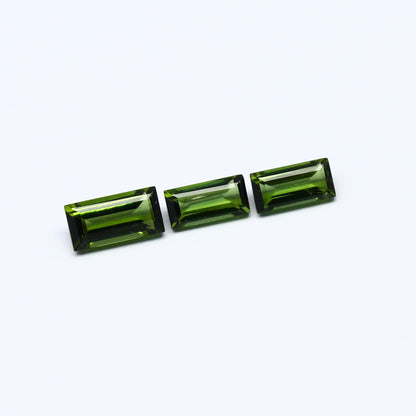 Natural Green Tourmaline Lot 1.42 Carat Mix Size Baguette Shape Faceted Gemstone 3 Piece Lot