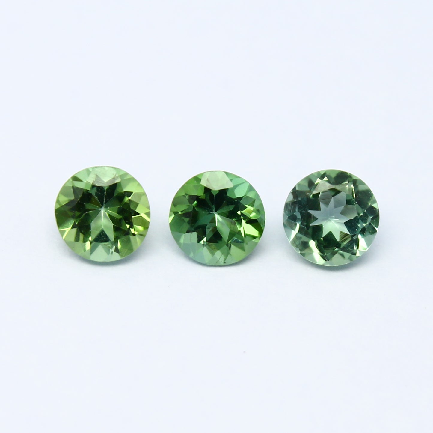 Natural Green Tourmaline Lot 1.55 Carat 5x5 MM Round Shape Faceted Gemstone 3 Piece Lot