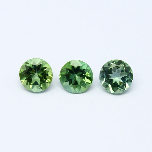 Natural Green Tourmaline Lot 1.55 Carat 5x5 MM Round Shape Faceted Gemstone 3 Piece Lot