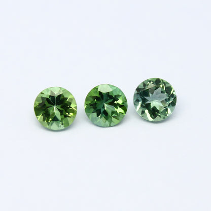 Natural Green Tourmaline Lot 1.55 Carat 5x5 MM Round Shape Faceted Gemstone 3 Piece Lot