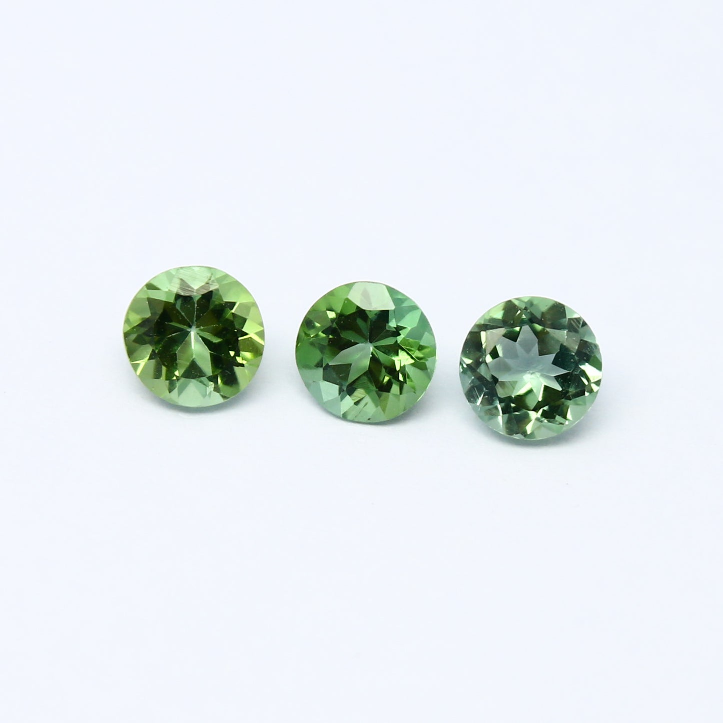 Natural Green Tourmaline Lot 1.55 Carat 5x5 MM Round Shape Faceted Gemstone 3 Piece Lot