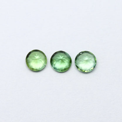 Natural Green Tourmaline Lot 1.55 Carat 5x5 MM Round Shape Faceted Gemstone 3 Piece Lot