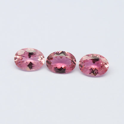 Natural Pink Tourmaline Lot 3.15 Carat 8x6 MM Oval Shape Faceted Gemstone 3 Piece Lot