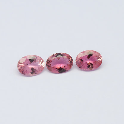 Natural Pink Tourmaline Lot 3.15 Carat 8x6 MM Oval Shape Faceted Gemstone 3 Piece Lot